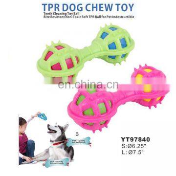 Tooth Cleaning Pet Toy Ball Dogs Bite Soft TPR Ball Two Squeaker photo-3