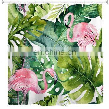 New Design Watercolor plant flower cactus printing shower curtain for Bathroom