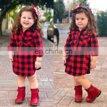 Christmas Red And Black Buffalo Toddler Dresses Shirt Dress Long Sleeve Tshirt Dress photo-2