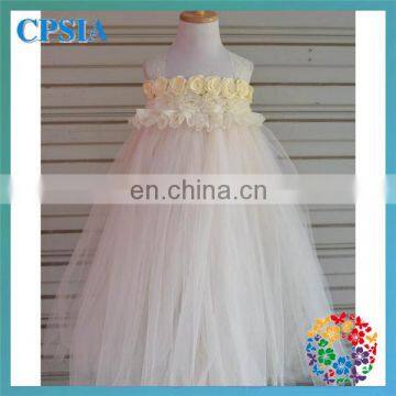 Blue Flower Children Girl Dress Fashion Kids Girls Boutique Two Layers Dress Factory Price Baby Girls Tutu Dresses photo-3