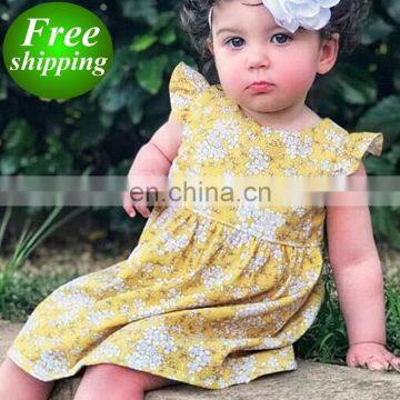 2019 new Cup sleeve short ruffle dress for spring cute baby kids children Boutiques dress