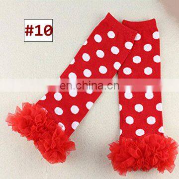 Polka Dot Baby Ruffle Leg Warmers Toddler Chiffon Lace Ruffle Knee Pads Leggings 5pairs /design photo-7