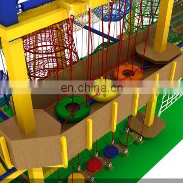 High Quality Children Ropes Courses Adventure Popular Adventure Outdoor Wooden Climbing Frame for Sale