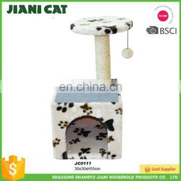 China Proveedor Wholesale Cute Sisal Plush Fabric Climber Pet Post Perch Cat Scratching Tree House With Cat Toy photo-5