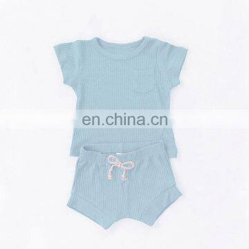 Short Sleeve Baby Sports Pajamas Suits Solid Color Short Pajamas Suits photo-6
