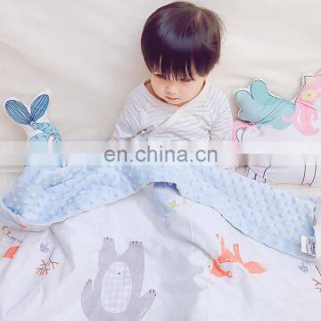 2020 Summer 3D Massage Minky Dot and 100% Cotton Fabric Baby Summer Blanket photo-5