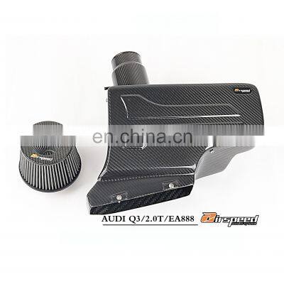 Perfect Fitment Aerodynamic Custom Light Weight Auto Parts Inlet High Gloss Carbon Fiber Air Intake Kit Housings For AUDI Q3