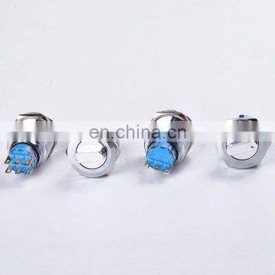 19mm Waterproof Metal Rotary Push Button Switch 2 Position 1NO+1NC 3 Position 2NO+2NC Press Button Rotary Knob Switch