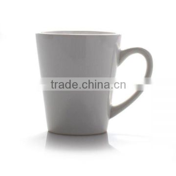 V shape ceramic white mug