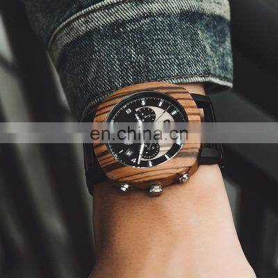 BOBO BIRD Wood Watch Men Stopwatches Handmade Chronograph Quartz Watches Square Wristwatch Gift for Male Dropshipping photo-5