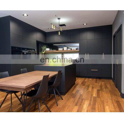 Whole house design Modern kitchen furniture Black Matte Modular Kitchen Cabinets
