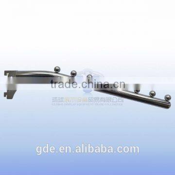 Chrome plated slotted channel hook display with beads oblique hooks