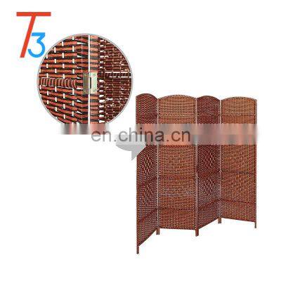 Woven Paper Screen Room Divider Brown Folding Screens Freestanding photo-2