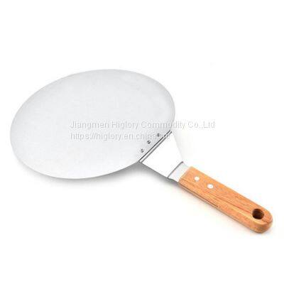 Factory Stainless Steel 430 Pizza Tools Oak Wood Handle Pizza Plate 10/12 Inch Pizza Peel for Baking photo-3