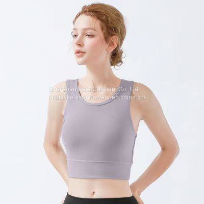 Summer YOGA Women's High Neck Longline Sports Bra Workout Yoga Bra Running Workout Tops photo-2