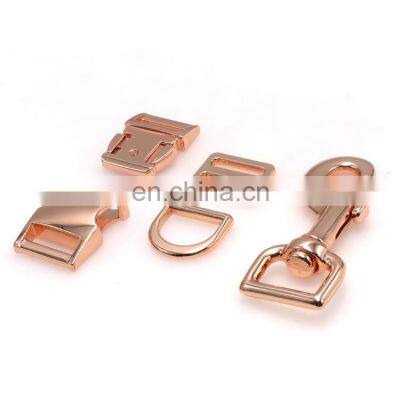 Rose Gold Metal Strap Buckles Lobster Clasp Collar Carabiner Snap Hook Dog Leash  Part Accessories