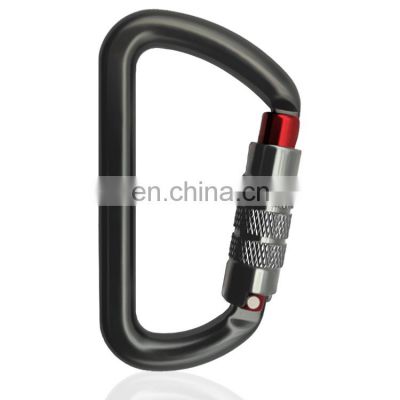 JRSGS 11kN D Shaped Light Weight  Hammock Clip Snap Hook Aluminum Carabiner With Screw for Outdoor S7807TN