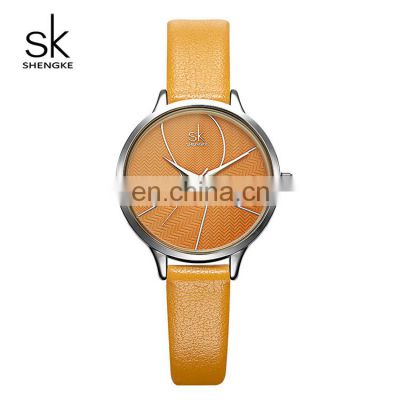 SHENGKE Basic Stylish Lady Wristwatch Simple Dial Soft Leather Band Japanese Quartz Movement  K0116L