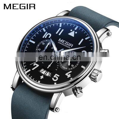 MEGIR 2149 Original Brand Leather Waterproof Watch Mens Chronograph Men's Sports Business Watches Men Wrist Relogio Masculino