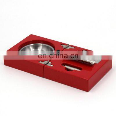 Made in China Red Lacquered Promotion Ashtray Wholesale Custom Made Wooden Cigar Ashtray photo-3