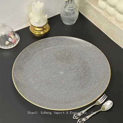 Cheap Wholesale Transparent Plastic Charger Plate With Gold Rim photo-3