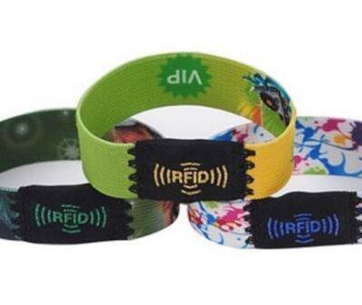 Custom Event NFC Elastic Fabric Wristbands Reusable Smart Ticket Bracelet Can Payment RFID Woven Elastic Wristband photo-2