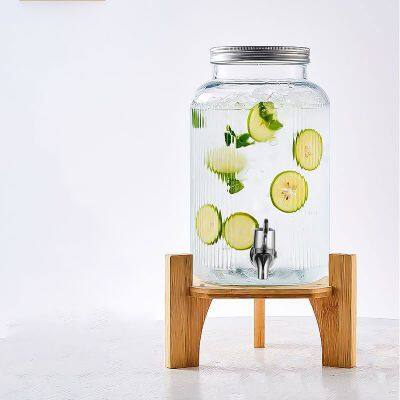 Large-Cap Glass Dispenser With Spigot! Thick Glass, Sleek Spigot for Easy Pour. Holds Drinks, Fruit Design—ideal for Parties. photo-3