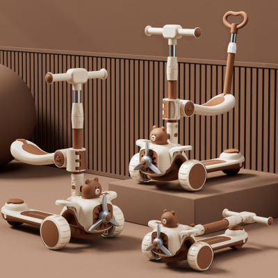 New Children's Scooter Folding Scooter Children can sit on it Folding Scooter Cartoon Windmill Airplane Skateboard（Wechat:13510231336）