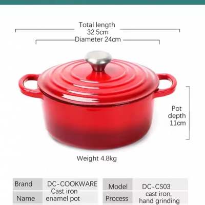Wholesale High Quality Colorful Enamel Non-Stick Casserole Cast Iron Dutch Oven for Cast Iron Cookware photo-2