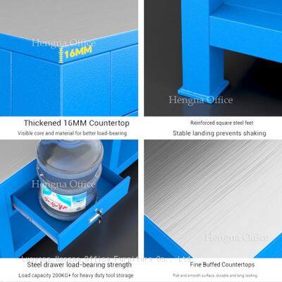 Industrial Steel Worktable-ISW017 |Anti-Vibration 10mm Rubber Pads| Heavy Duty Impact-Resistant Bench for Metalworking China Factory Hengna Wholesale photo-3