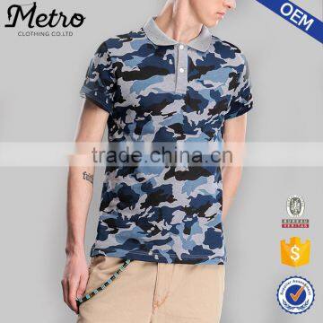 OEM Custom Mens Jersey Camo Printed Polo Shirts