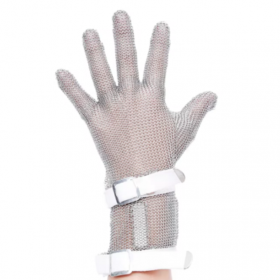 316L Butcher Glove Пятипалое перчатка из нержавеющей стали с длинным манжетом, устойчивое к порезам, с манжетом длиной 8 см