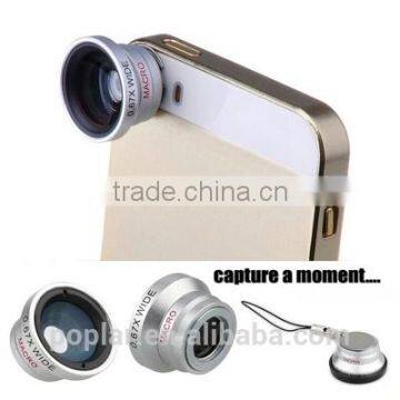 Poplar Universal -on 3 in 1 Fisheye Wide Angle Micro Camera Lens for mobile phone at factory price