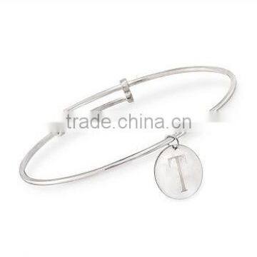 manufacturer supply customized your own logo Initial Disc Charm Bracelet