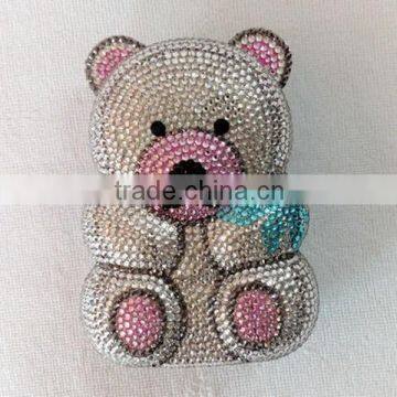 2015 luxury full crystal bear handmade bag crystal