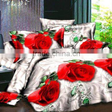 3D Red Rose Disperse Printing Bedding Set