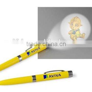 Promotional gift led logo projector pen ,Advertising led flashlight torch pen , ball pen with led light and stylus