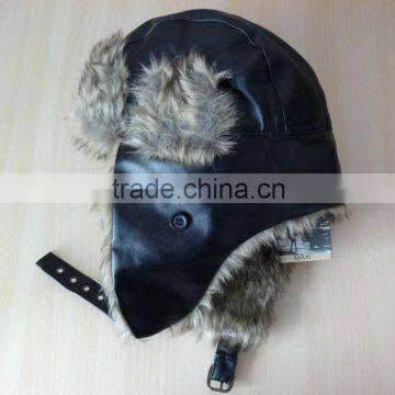 fake fur custom leather trapper hat winter