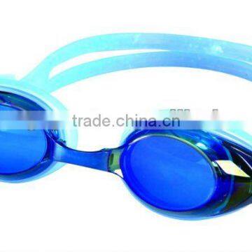 mirror coated swimming goggles with active pushing buckles