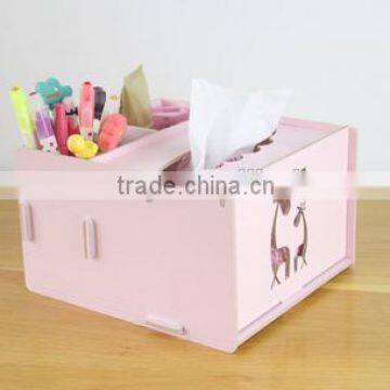 High quality Wood Desk organizer with paper box wooden tissue box