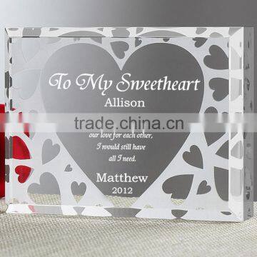 Custom design heart shaped acrylic block