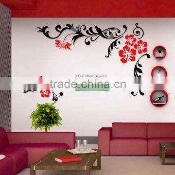 3d three-dimensional crystal wall stickers/acrylic flower wall sticker/room decor 3d wall stickers