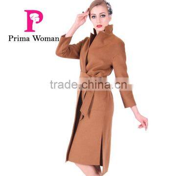 2016 New Design Spring Women Length Slim Fit Wool Trench Coat With Belt photo-3