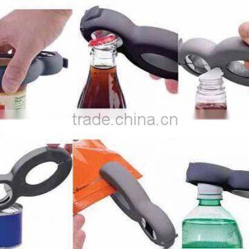 ABS,PVC,stainless steel material 6 in one bottle opener for jar/can