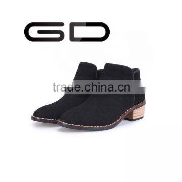 2016 New Design Cheap Fashion Leather Pu Black Winter Boots Shoes For Women