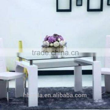 White high gloss dining table set and 4 chairs with chrome base