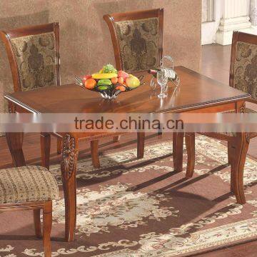 Restaurant furniture hand carved solid wood top dining table