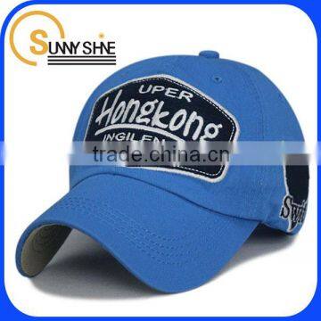 Applique embroidery Blue Cotton Baseball Cap side embroidery logo baseball hat