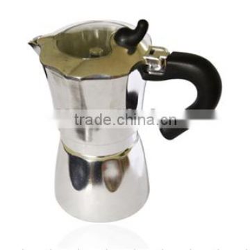 Different colored Aluminium Coffee Pot/ Espresso Coffee Maker/ Moka Pot with window