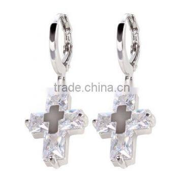New design fashionable shining zircon CZ cross earrings/                        
                                                                                Supplier's Choice